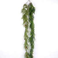 Guirlande de Noël artificielle en pin de Norfolk, toucher doux, pour décoration murale, vente en gros, pour extérieur et intérieur, avec décorations de pommes de pin