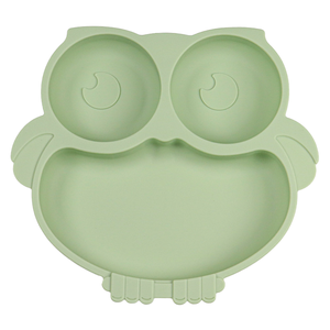 Assiette pour enfants en silicone de qualité alimentaire compartimentée en forme de hibou : Assiette pour tout-petits mignonne et antidérapante pour l'alimentation quotidienne du bébé et les repas à la maison - Product Image 1