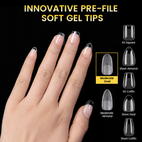 BORN PRETTY 300 pièces/boîte Faux ongles en amande transparents en acrylique à paillettes, à couverture complète, à presser, en gros