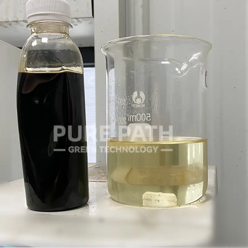 Fabricación de máquina de reciclaje de aceite de motor de desecho Purepath para destilar aceite base del grupo I SN150 ~ SN350