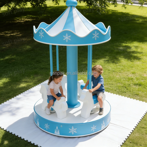 Giostra a Tema Frozen Bianco e <span class=keywords><strong>Blu</strong></span> per Bambini, da Interno/Esterno, con Gioco Morbido Rotante, per Feste e Centri Commerciali - Product Image 2