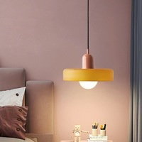 Lustre en verre Wabi-sabi contemporain minimaliste rétro vert Orange rond LED suspension décoration intérieure lampe suspendue