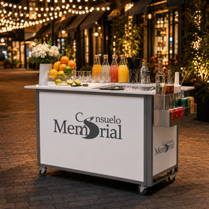 White Coffee Cart With Wooden Top And Bow Design For Home <b>Bar</b> Use - Product Image 6