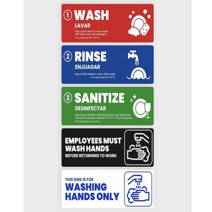 Étiquettes autocollantes imperméables en PVC, 15x5cm, auto-adhésives pour le nettoyage des éviers, des restaurants, des lave-vaisselle - Product Image 1