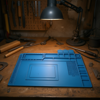 Tapis de travail magnétique en caoutchouc avec compartiments de rangement et sections magnétiques pour usage en atelier