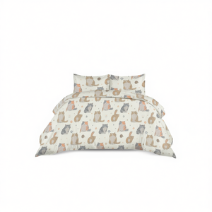 Ensemble de housse de couette 100% coton, design Gatti, lit simple français 140x200cm - Product Image 3