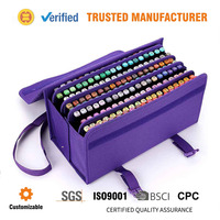 OEM ODM Tempat Pensil Lipat 168 Slot, Organizer Spidol, Tas Pensil Poliester dengan Ritsleting, Tas Pembawa Spidol Seni untuk Sketsa dan Perjalanan