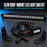 Barre lumineuse LED fine à rangée unique pour montage sur toit, 12-52 pouces, projecteur combiné pour conduite et travail, avec faisceau sans fil 2.4G pour camion 4x4