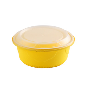 Round Disposable <b>Lunch</b> Box Yellow Thickened Plastic With Lock Takeout Bowl For Noodles And Soup - Product Image 4