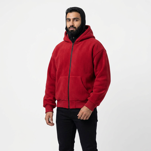 Sweat à capuche cagoule streetwear personnalisé pour homme, coupe classique, avec broderie appliquée effet vieilli, masque facial personnalisé GSM, fermeture éclair délavée à l'acide - Product Image 1