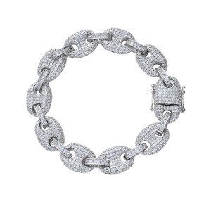 Bijoux Hip Hop pour Hommes, <span class=keywords><strong>Bracelet</strong></span> en Diamants, Collier Plaqué <span class=keywords><strong>Or</strong></span> Blanc 12mm, <span class=keywords><strong>Bracelet</strong></span> Chaîne Grains <span class=keywords><strong>de</strong></span> <span class=keywords><strong>Café</strong></span> en Zircon Cubique pour Femmes - Product Image 4