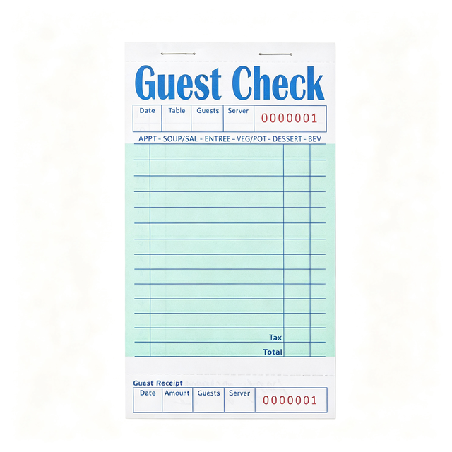 Custom Logo Restaurant Guest Check Book Server Waiter Order Pad NCR Carbonless Perforated Checkbook Factory Bulk Wholesale