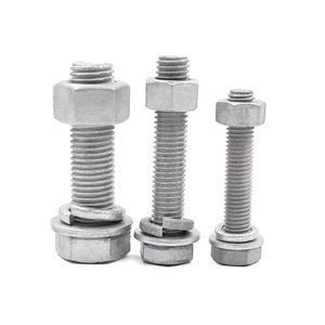Vis à tête hexagonale à filetage complet galvanisées à chaud de grade 8.8 M8 M10 M12 M14 M16 M18 M20 avec écrous et rondelles - Product Image 6