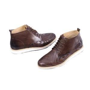 Bottes Chukka pour hommes, en cuir véritable marron café, à lacets, talon bas, légères, style britannique décontracté, taille 38-46 - Product Image 5