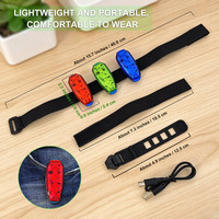 5 LED haute luminosité, mini feu de sécurité multifonction, étanche, rechargeable par USB, feu de course nocturne, feu arrière de vélo