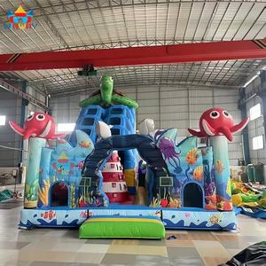 ปราสาทลมเป่าลมพีวีซีสำหรับเด็กเล่นรุ่น Ocean Zoo Fun ปี 2026 พร้อมสไลเดอร์ ขนาด 6*10*7.5 เมตร ยี่ห้อ WINWAYTOYS เพื่อความสนุก - Product Image 1