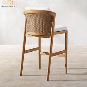 Bistro all'aperto patluxury lounge chair <span class=keywords><strong>rattant</strong></span> in legno di teak bar giardino per il tempo libero sedie alte con cuscino - Product Image 3