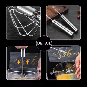 <span class=keywords><strong>Fouet</strong></span> à œufs manuel semi-automatique en acier inoxydable, durable, à poussoir rotatif, pour mélanger, faire mousser et remuer - Product Image 4