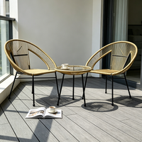 Ensemble de meubles de jardin en rotin PE moderne et simple, pliable, avec cadre en fer, table et chaises, type œuf