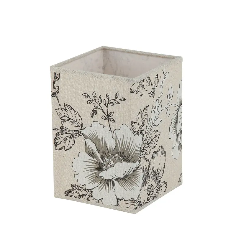 Paralume in tessuto di lino stampato floreale personalizzato paralume quadrato Hardback per illuminazione da tavolo