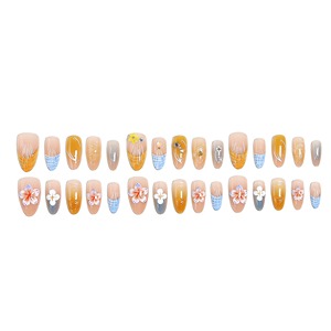 K064 Faux Ongles à Presser Amande <span class=keywords><strong>Pastel</strong></span> Nude Français <span class=keywords><strong>Rose</strong></span> Orange <span class=keywords><strong>Bleu</strong></span> 24 Pièces Réutilisables Couverture Complète Faux Ongles Faits Main - Product Image 5
