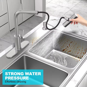 <span class=keywords><strong>Rubinetto</strong></span> da <span class=keywords><strong>Cucina</strong></span> Moderno a Cascata in Acciaio Inox Cromato Spazzolato con Manopola Girevole a 360 Gradi, Montaggio su Piano, Foro Singolo, in Ceramica - Product Image 5