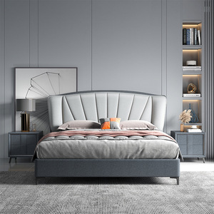 Современный простой каркас кровати размера «Queen-size» складной мягкий кожаный мебель для спальни с небольшой односпальной кроватью для взрослых двухместный номер - Product Image 2