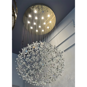 Lampadario in Vetro Artistico <span class=keywords><strong>a</strong></span> Forma di <span class=keywords><strong>Sfera</strong></span> con Petali, Decorazione Floreale Moderna per Soggiorno e Scale - Product Image 1