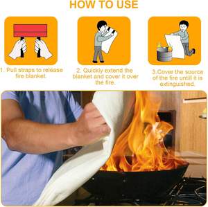 <span class=keywords><strong>Couverture</strong></span> anti-feu certifiée CE 1m X 1m en fibre de verre résistante à la chaleur 1000F Protection anti-feu d'urgence pour usage domestique - Product Image 4