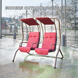 Fauteuil suspendu 2 places Danda moderne et confortable en métal pour extérieur avec coussin imperméable et auvent – Mobilier de jardin et de parc - Product Image 2