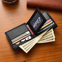 Dompet Pria Kulit Sapi Asli Grosir Merek Minimalis Tipis Mewah Desainer Desain Lipat Ganda Resleting