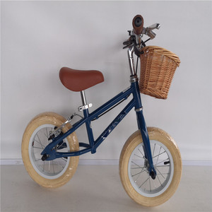 Vélo d'équilibre rétro pour enfants de 12 pouces avec panier en osier, vélo d'apprentissage <span class=keywords><strong>vintage</strong></span> sans pédales pour filles et garçons de 2 à 5 ans - Product Image 6