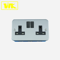 WK métal plaqué 13A 2 prises commutées, gris
