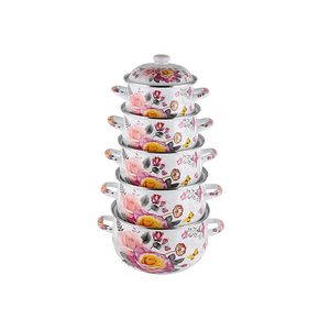 5pcs/set Kitchen Accessories Enamel <strong>Mussel</strong> <strong>Pot</strong> with Lid Mussle Enamel <strong>Pot</strong> Set Cookware - Product Image 2