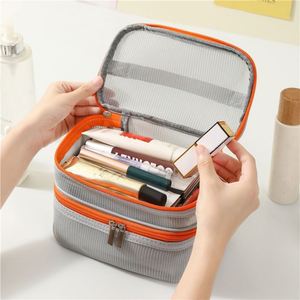 Bolsa Organizadora de Cosméticos de Malla Transpirable de Lujo de Doble Capa con Cremallera y Asa Suave para Mujer, Ideal para el Verano, Venta al por Mayor - Product Image 1