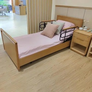 Cama Manual con Respaldo para Ancianos en Residencias, Estructura de Acero y Madera Sólida, Ajustable con Manivela, para Centros de Cuidado de Personas Mayores - Product Image 1