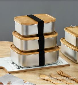 Paslanmaz çelik çocuk yemek kabı plastik ücretsiz sızdırmaz 2-bölmeli yemek kutusu yemek kabı seyahat çatal ve bambu kesme tahtası kapak ile - Product Image 6