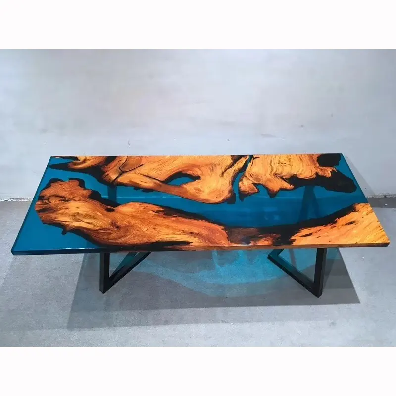 Meuble de table en résine et bois de rose époxy, mobilier de luxe unique,