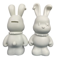 DIY Figurines en vinyle à modeler par coulée : Lapin fluide, Lapin blanc, Ours à couler, 23cm/33cm, avec tirelire, pour créations graffiti et artisanat