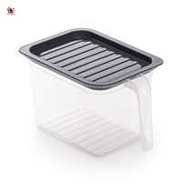 Récipient à aliments, bac à légumes rectangulaire en plastique avec poignée pour le frigo, boîte transparente pour conserver la fraîcheur