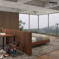 Base de Cama Moderna NORYA de Madera Maciza de Nogal, Tamaño King, Estilo Minimalista, para Dormitorio, con Estructura Resistente