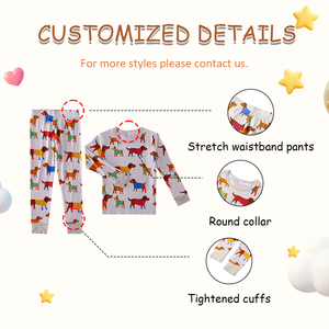 210GSM Bambus Stoff Kleidung Set Kid Pyjamas Baby Nachtwäsche Jungen und Mädchen gedruckt 2 Stück Set Schlafanzug für Baby - Product Image 3