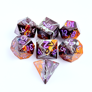 Ensemble de dés de jeu polyédriques <span class=keywords><strong>DND</strong></span> à bords tranchants en résine imprimée <span class=keywords><strong>squelette</strong></span> d'Halloween, personnalisé en usine, 7 pièces, accessoires de jeu de rôle de table - Product Image 5