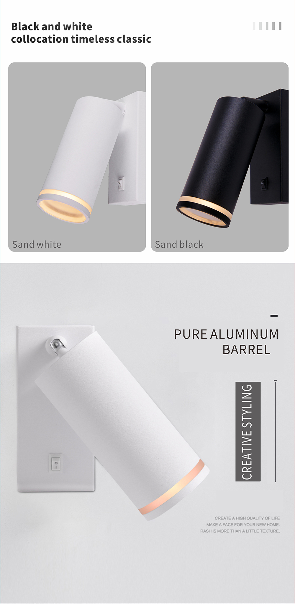 Custom Pure Aluminium Surface Mounted Spotlights Adjustable Led Gu10 Wall Lamp Spots