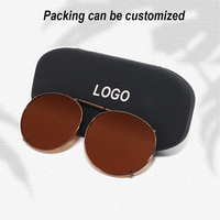 Lunettes de soleil ovales à clipser de luxe, style rétro unisexe, monture marron, confortables, verres polarisés TAC en métal, protection UV400, sans monture