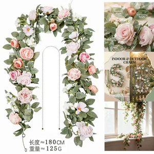 พวงดอกกุหลาบประดิษฐ์สีขาว Zonwgang สำหรับตกแต่งงานแต่งงาน ใบไม้สีเขียว พวงมาลัยดอกไม้สำหรับตกแต่งซุ้มประตู สำหรับงานในร่มและกลางแจ้ง - Product Image 4
