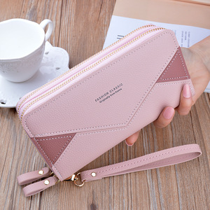 Carteira Longa Clássica de Moda com Duplo Zíper para Mulheres, Grande Capacidade, Bolsa de Couro PU com Alça de Pulso Destacável - Product Image 4