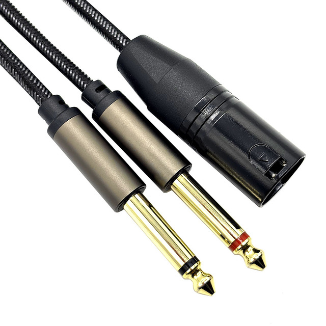 XLR 3M 1/4 Inch to XLR Male Y Splitter Cable,Male XLR to Dual 6.35mm TS Mono Plug Microphone Audio Converter Adapter