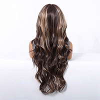 Perruque synthétique 13x6 Lace Frontal Body Wave, longue, ondulée, en fibre haute température, résistante à la chaleur, avec raie au milieu, effet volumineux, prête à porter