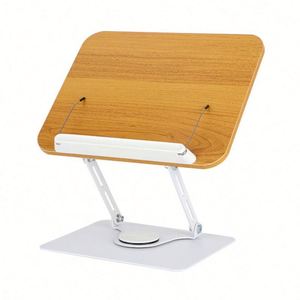 Modern Wood Adjustable Folding Art Theme Environment-Friendly Book <b>Holder</b> Stand Desktop Riser Reading Rack 360 Rotating Base for - Product Image 1